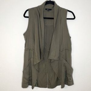 Fate Olive Vest with Adjustable Cinched Waist Small Soft Flowy Fit